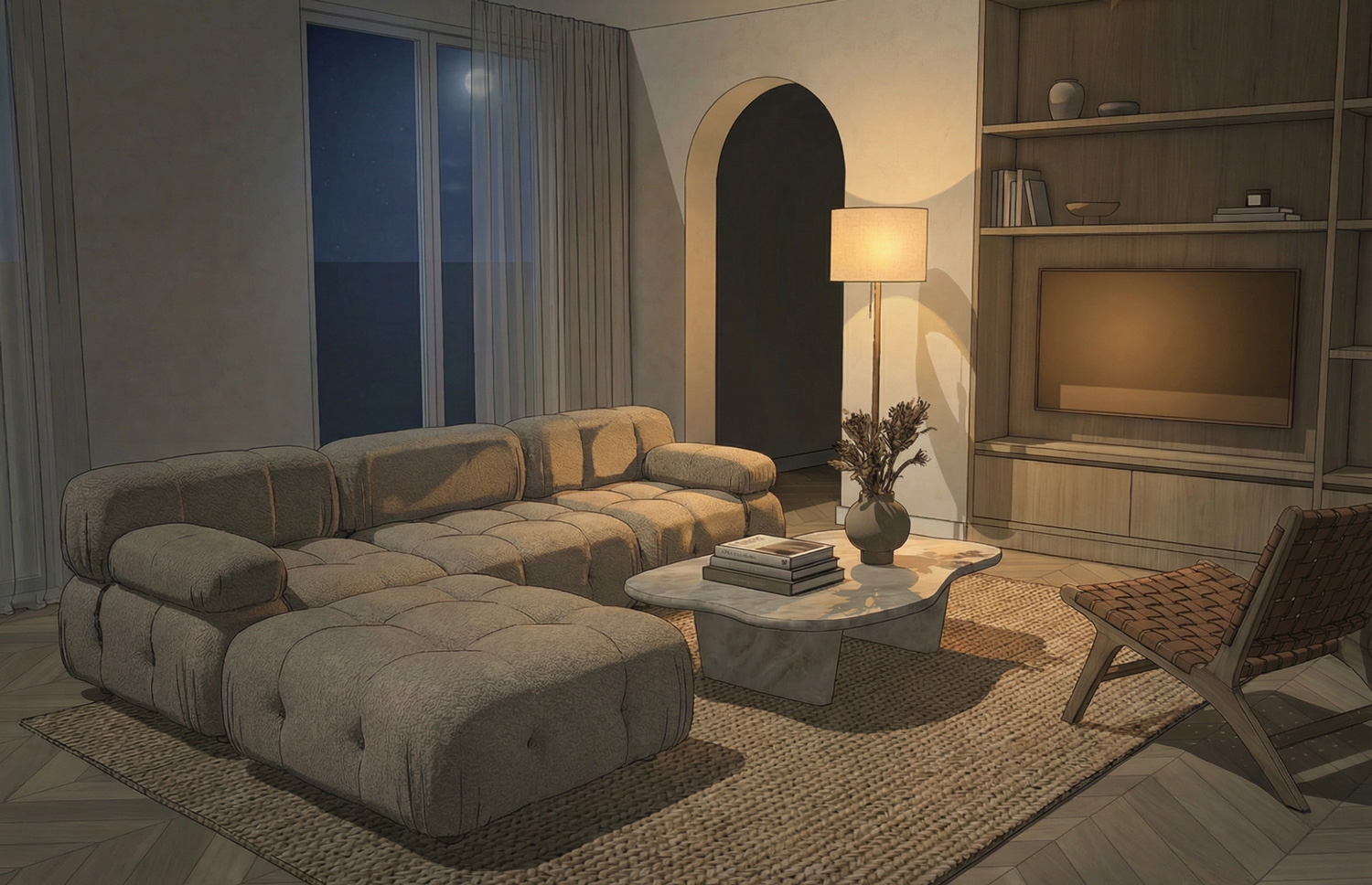 Photoreal furniture staging in interior space