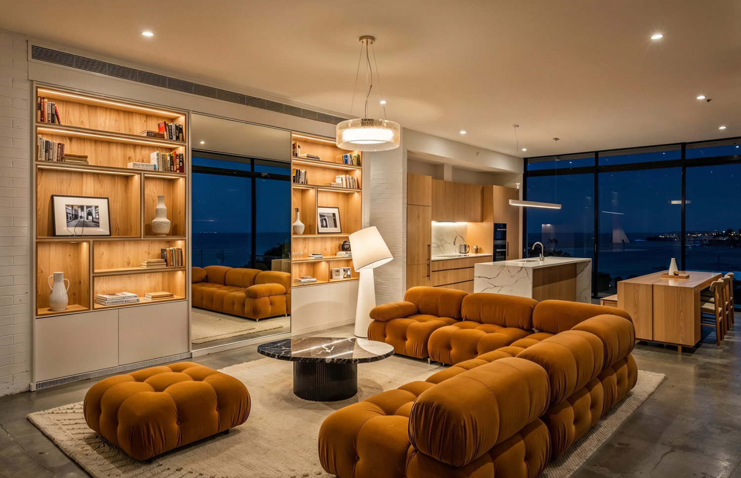 Interior scene staged with furniture using AI